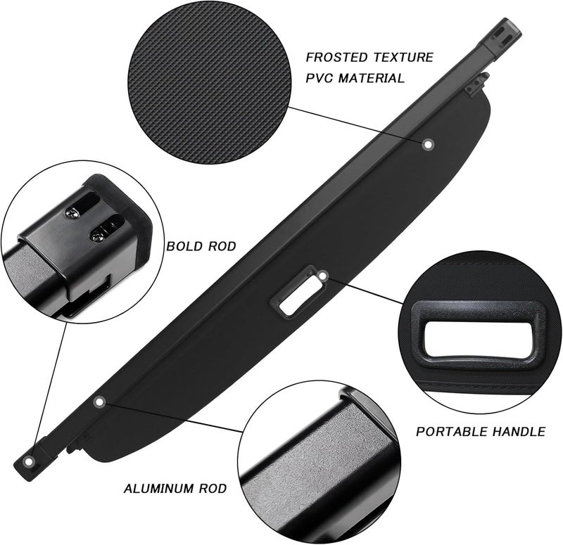 Sze Cargo Cover for Dodge Durango 2011-2025 Accessories (Not fits 2025 R/T) Retractable Trunk Cover Black Rear Trunk Security Cover Shielding Shade Waterproof-New Upgrade (Install on 2nd Row Position) - Image 4
